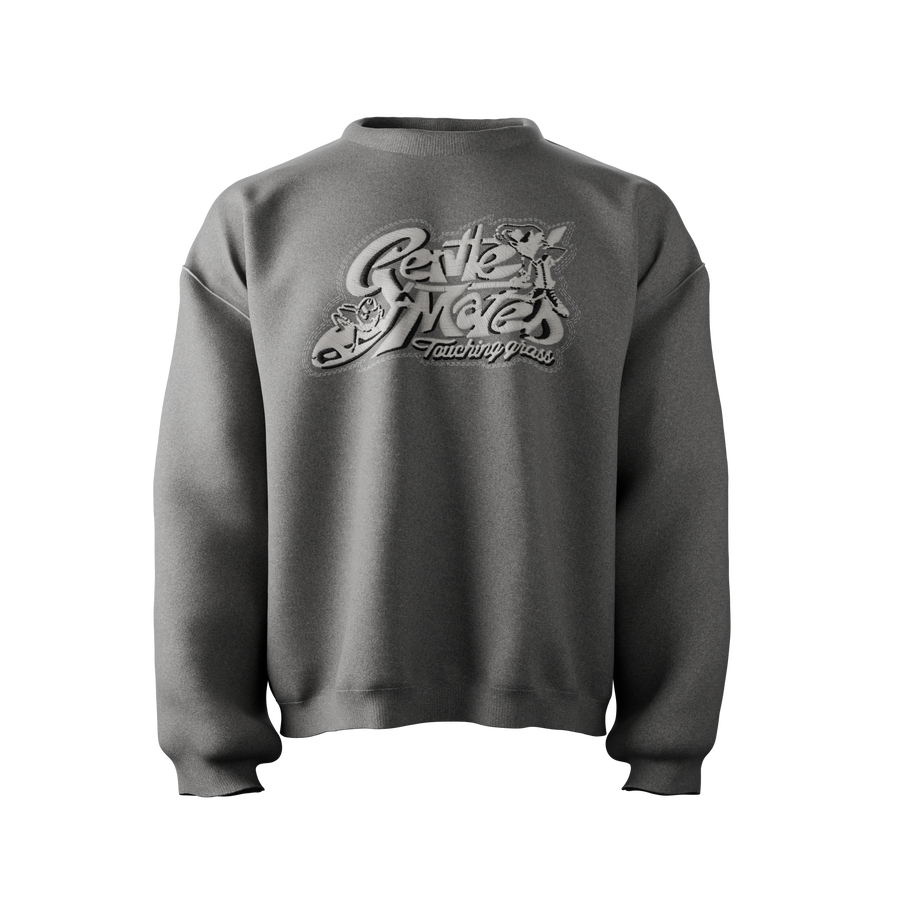 Crewneck Touching grass gris chiné
